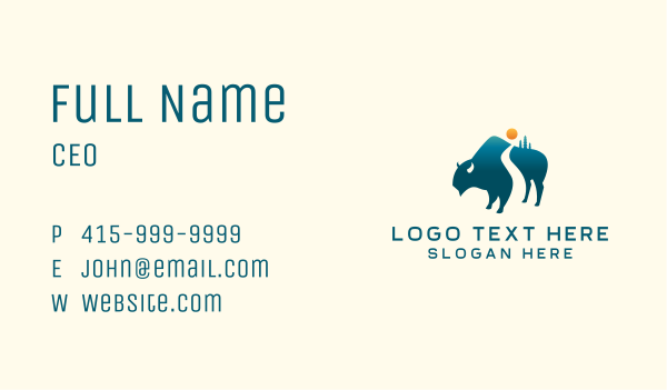 Buffalo Bison Wildlife Adventure Business Card Design Image Preview