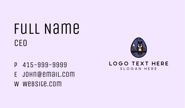 Night Owl Egg Business Card Design Image Preview