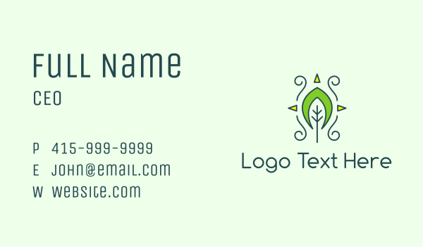 Eco Organic Tribal Leaf Business Card Design