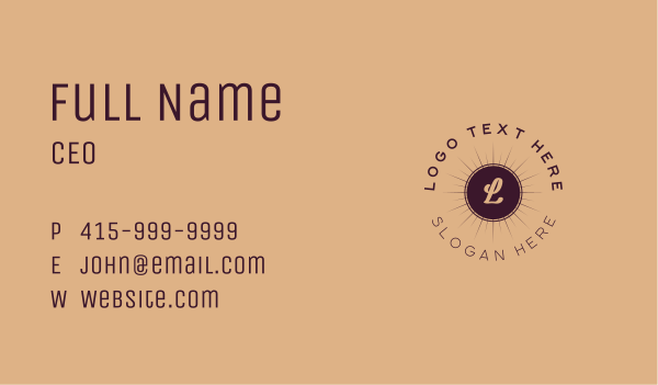 Luxury Sun Lettermark Business Card Design Image Preview
