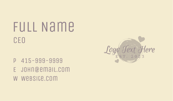 Heart Brush Wordmark Business Card Design Image Preview