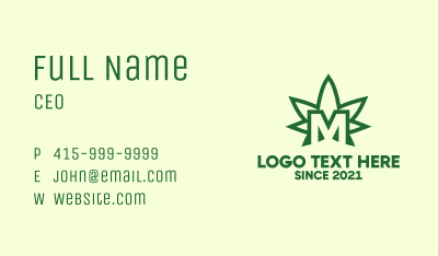 Marijuana Letter M Business Card
