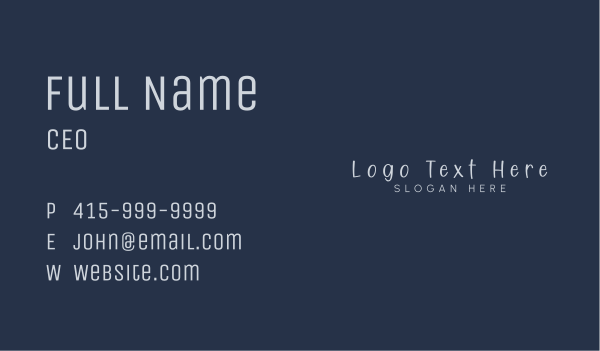 White Handwritten Wordmark Business Card Design Image Preview