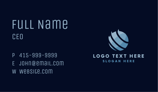 Blue Globe Stripe Business Card Design Image Preview