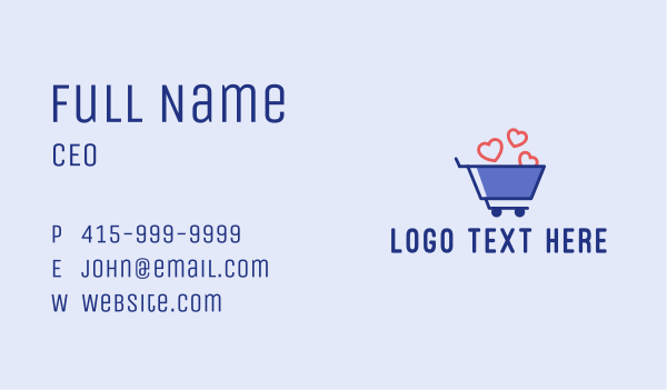 Shopping Cart Hearts  Business Card Design Image Preview