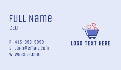 Shopping Cart Hearts  Business Card Image Preview