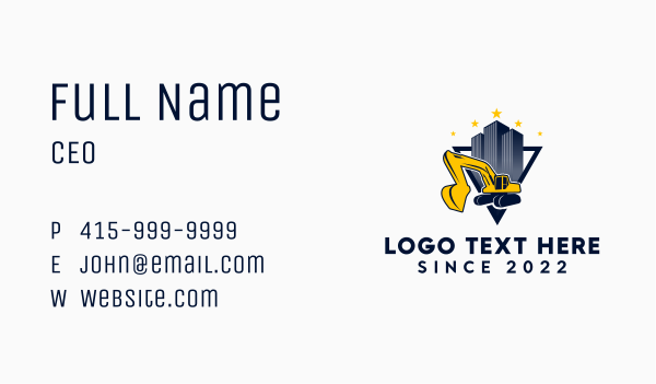 Industrial Excavator Contractor Business Card Design Image Preview