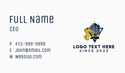 Industrial Excavator Contractor Business Card Image Preview