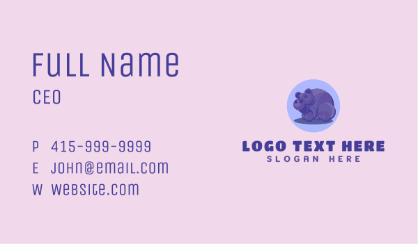 Purple Happy Hippo Business Card Design Image Preview