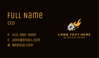 Mechanic Cog Flames Business Card Image Preview