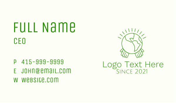 Planet Earth Hands Business Card Design Image Preview