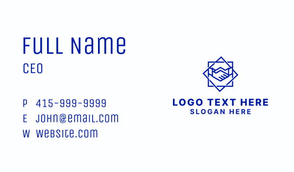 Geometric Badge Handshake Business Card Design Image Preview