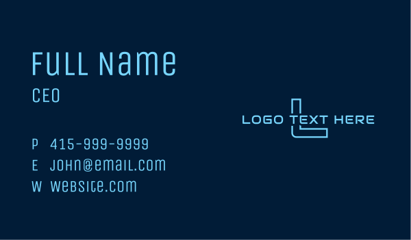 Blue Cyber Tech Lettermark Business Card Design Image Preview