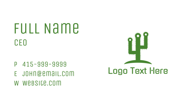 Green Spikey Cactus Business Card Design Image Preview