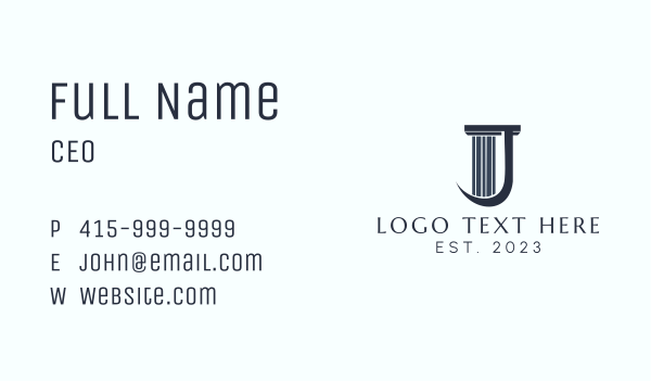 Finance Pillar Letter J Business Card Design Image Preview
