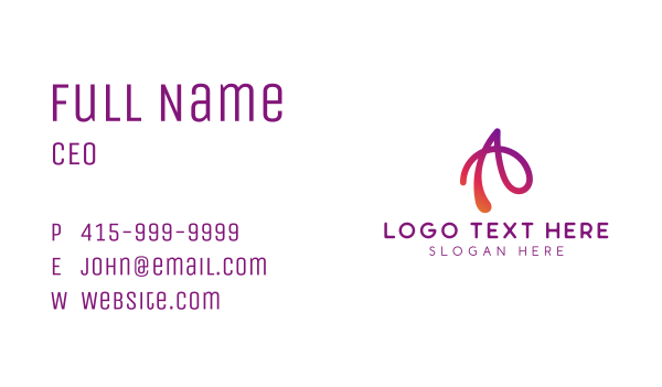 Modern Gradient Letter A  Business Card Design Image Preview