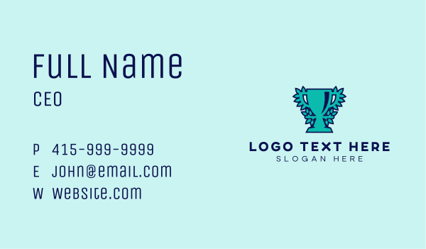 Nature Blue Green Trophy Business Card Design Image Preview