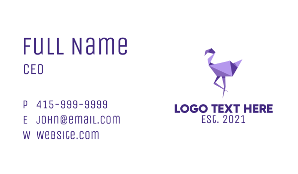 Purple Flamingo Bird Business Card Design Image Preview