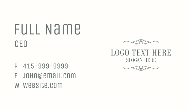 Serif Calligraphy Wordmark Business Card Design Image Preview