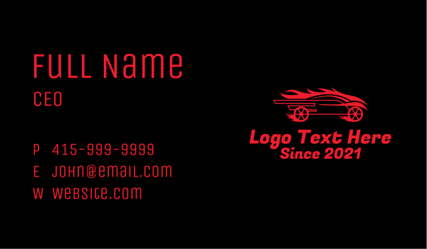 Flaming Race Car Business Card Design Image Preview