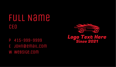 Flaming Race Car Business Card Image Preview