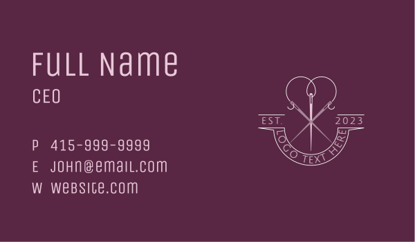Heart Needle Thread Business Card Design Image Preview
