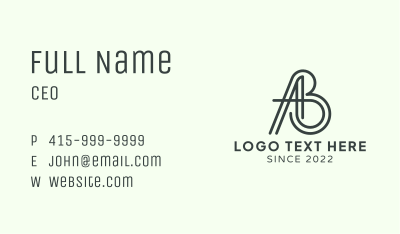 A & B Monogram Business Card
