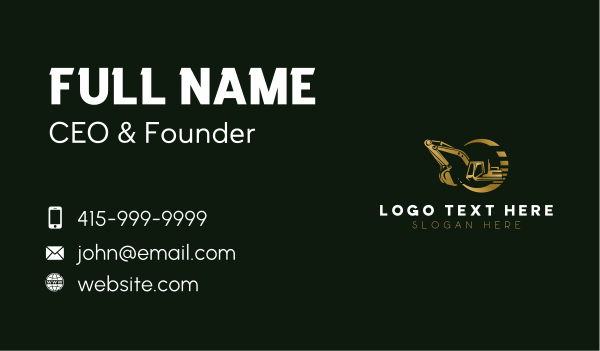 Excavator Industrial Construction Business Card Design