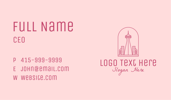 Pink Space Needle Outline  Business Card Design Image Preview
