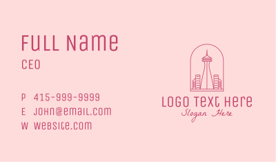 Pink Space Needle Outline  Business Card Image Preview