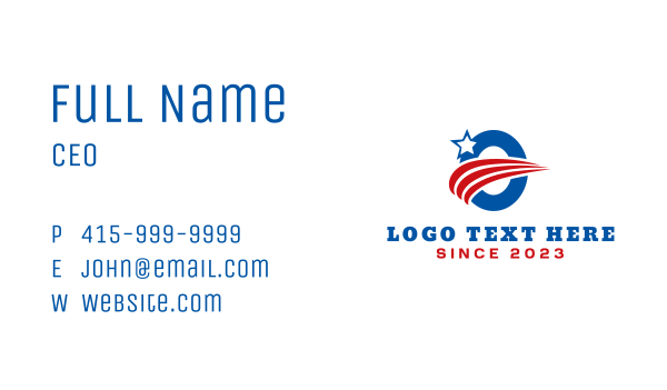 American Patriot Letter O Business Card Design Image Preview