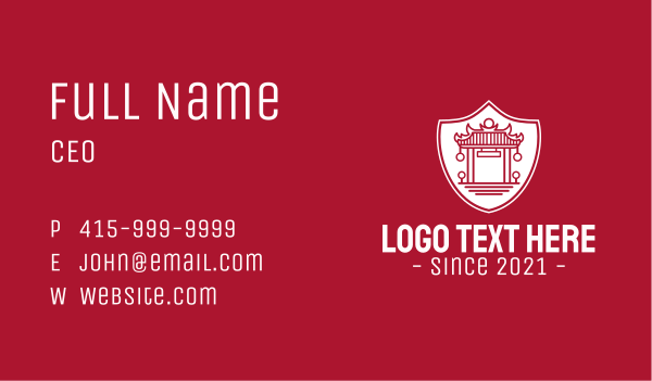 Asian Temple Shield Business Card Design Image Preview