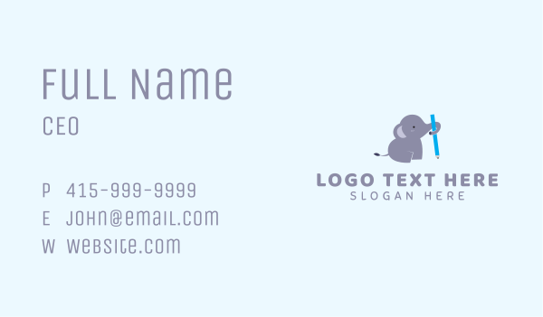 Cute Elephant Pencil  Business Card Design Image Preview
