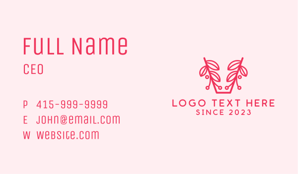 Pink Plant Letter V Business Card Design Image Preview