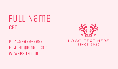 Pink Plant Letter V Business Card Image Preview