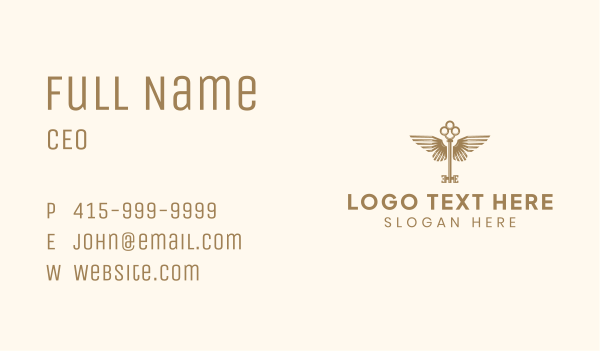 Antique Key Wings Business Card Design Image Preview