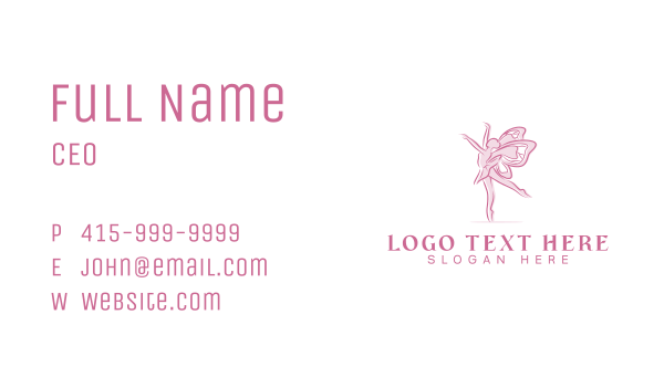 Pink Butterfly Ballerina Business Card Design Image Preview