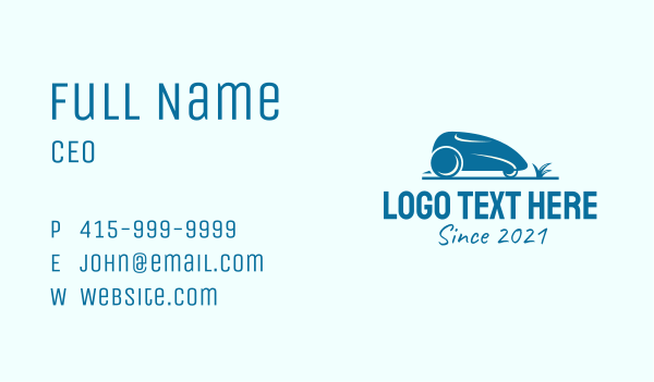 Blue Lawn Mower  Business Card Design Image Preview