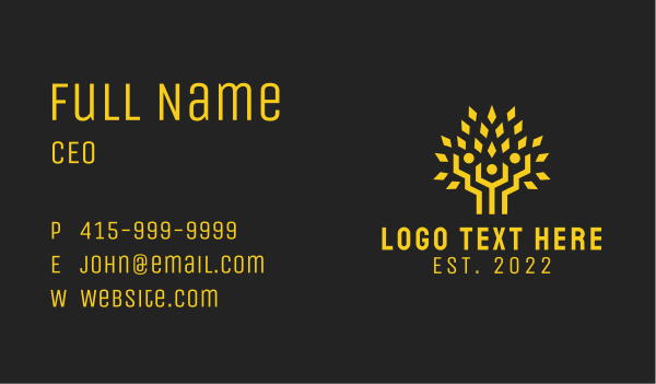 Gold Human Tree Foundation  Business Card Design Image Preview