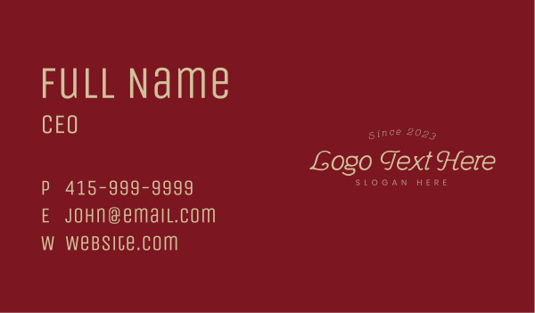 Classic Simple Wordmark Business Card Design Image Preview