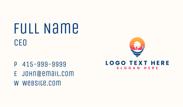 Beach Location Pin Business Card Design Image Preview