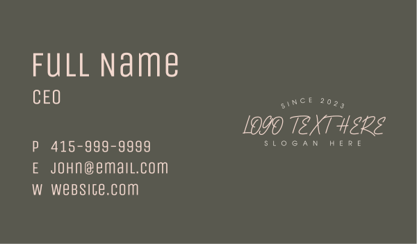 Crafty Cursive Wordmark Business Card Design Image Preview