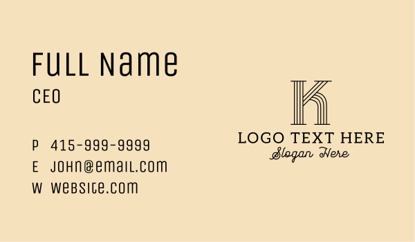 Linear Simple Letter K Business Card Design Image Preview
