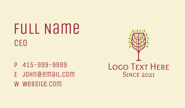 Organic Wine Glass Business Card Design Image Preview