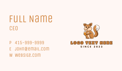 Drinking Squirrel Mascot Business Card Image Preview