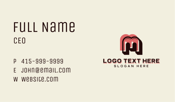 Retro Brand Letter M Business Card Design Image Preview