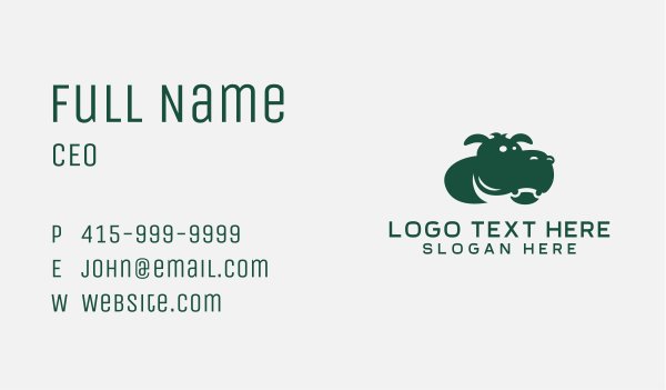Green Hippo Mascot Business Card Design Image Preview