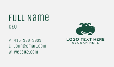Green Hippo Mascot Business Card Image Preview