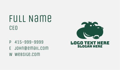 Green Hippo Mascot Business Card
