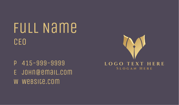 Gold Pen Letter V Business Card Design Image Preview
